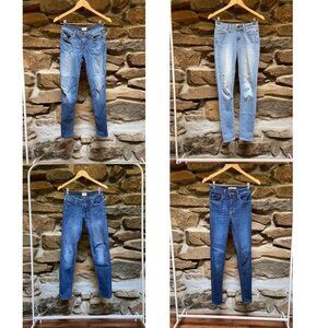 BUNDLE LOT OF 4 WOMEN'S SKINNY JEANS DENIM PAIGE HUDSON LEVI'S Size 24 25